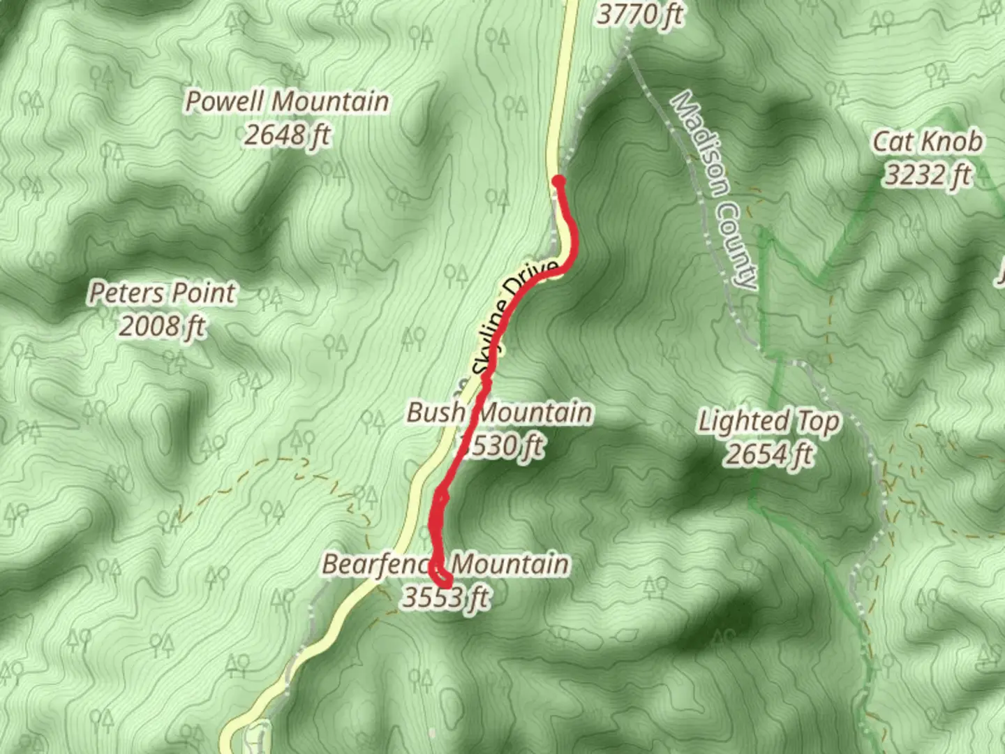 An image depicting the trail Bearfence Mountain via Appalachian Trail and its surrounding area.