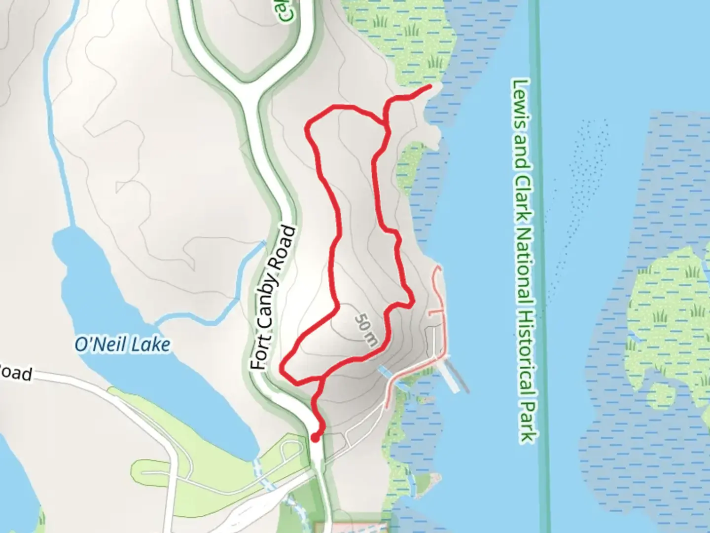 An image depicting the trail Coastal Forest Loop Trail and its surrounding area.