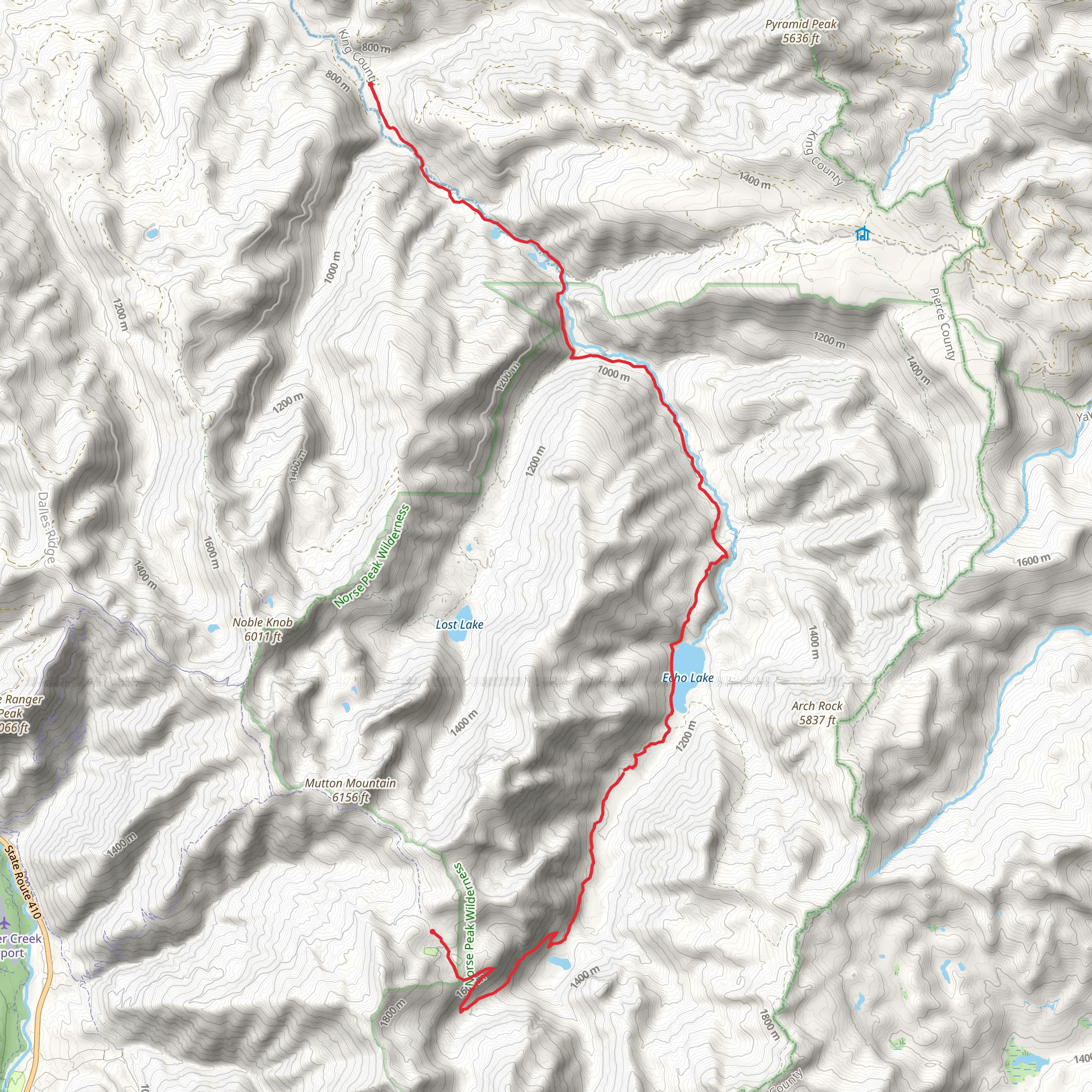 Greenwater Lakes Trail mobile static map
