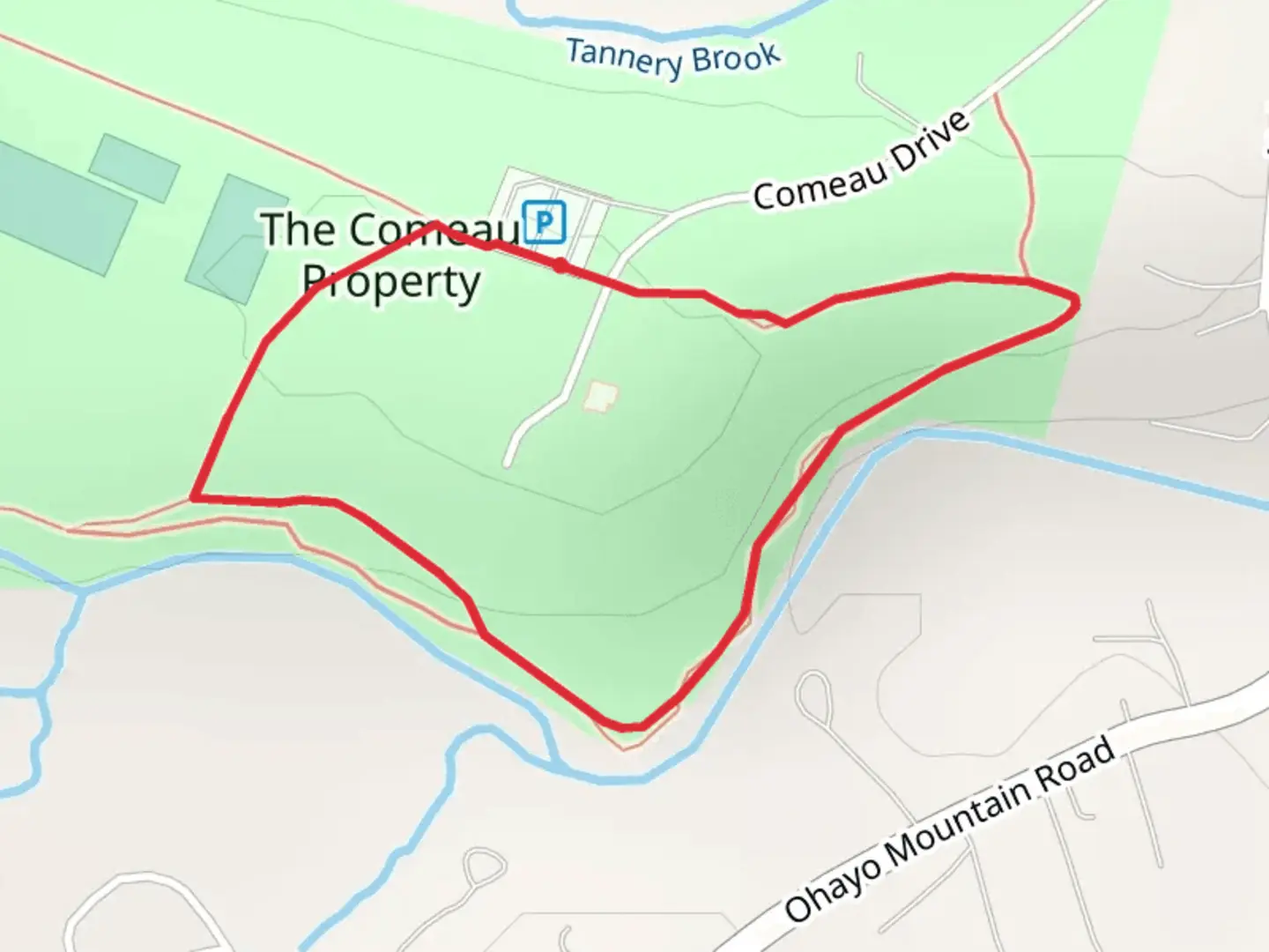 An image depicting the trail Saw Kill - The Comeau Property and its surrounding area.