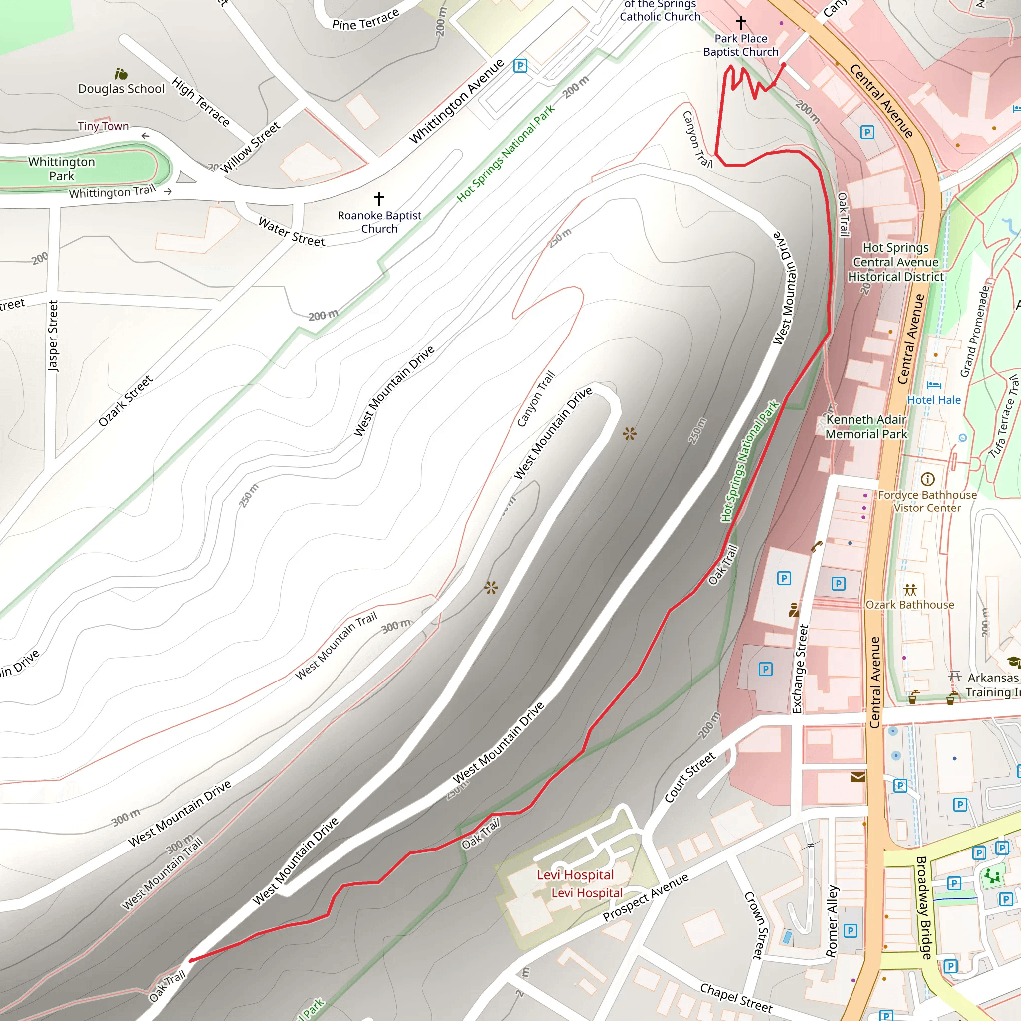 Oak Trail via Canyon Trail mobile static map