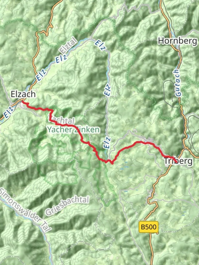 An image depicting the trail Triberg im Schwarzwald to Elzach Walk and its surrounding area.