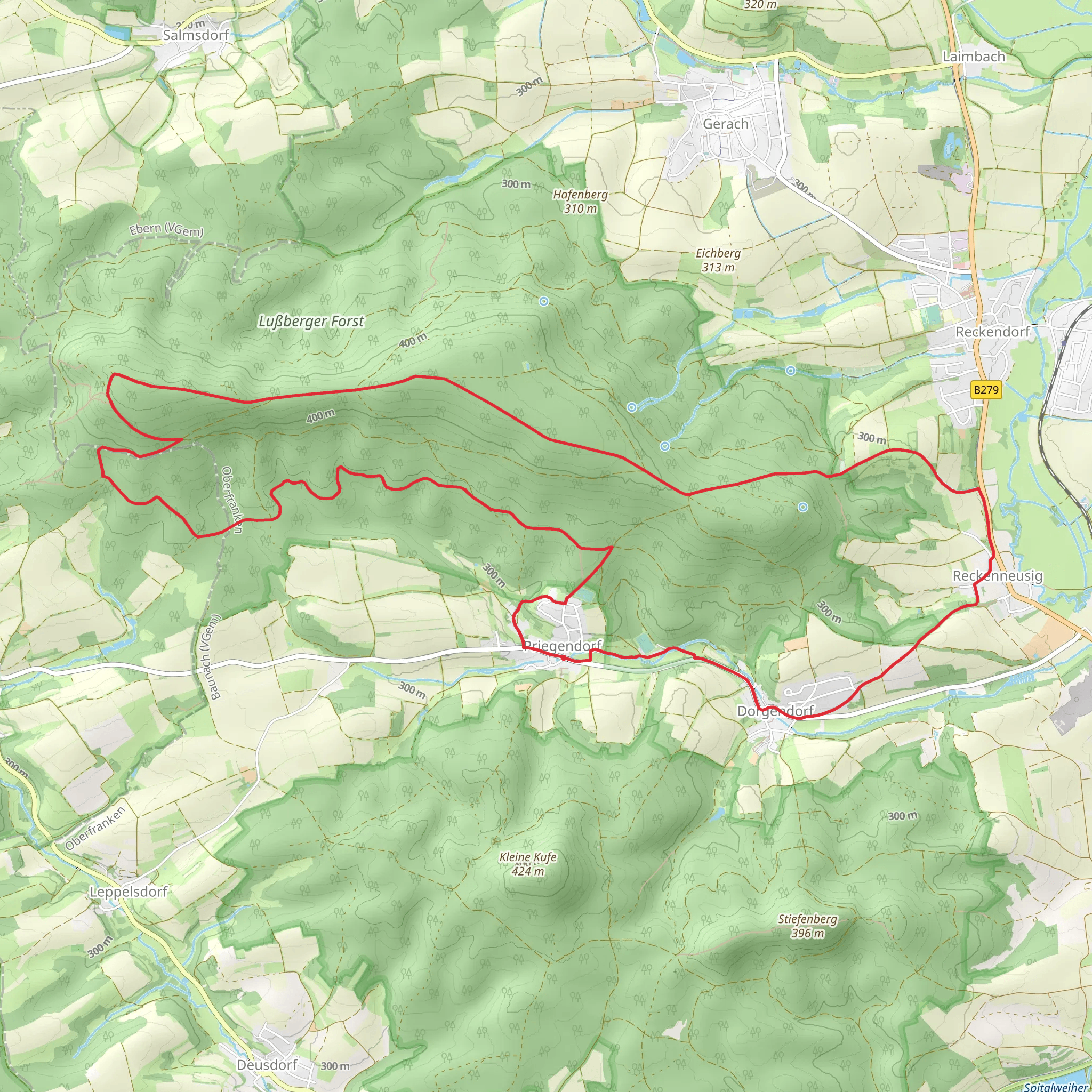 Dorgendorf to Luberger Forst Loop mobile static map