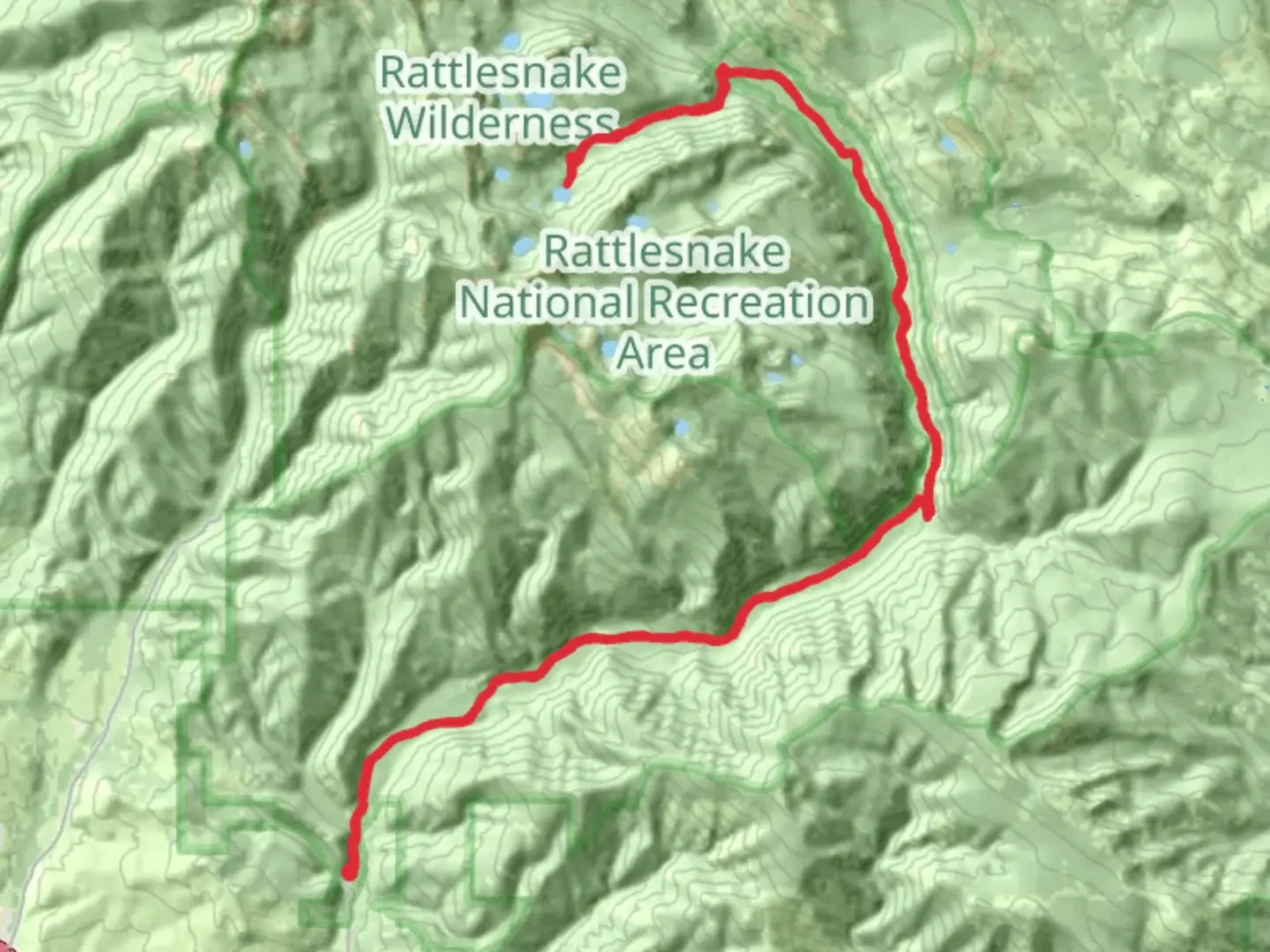 An image depicting the trail Carter Lake via Rattlesnake Trail and its surrounding area.