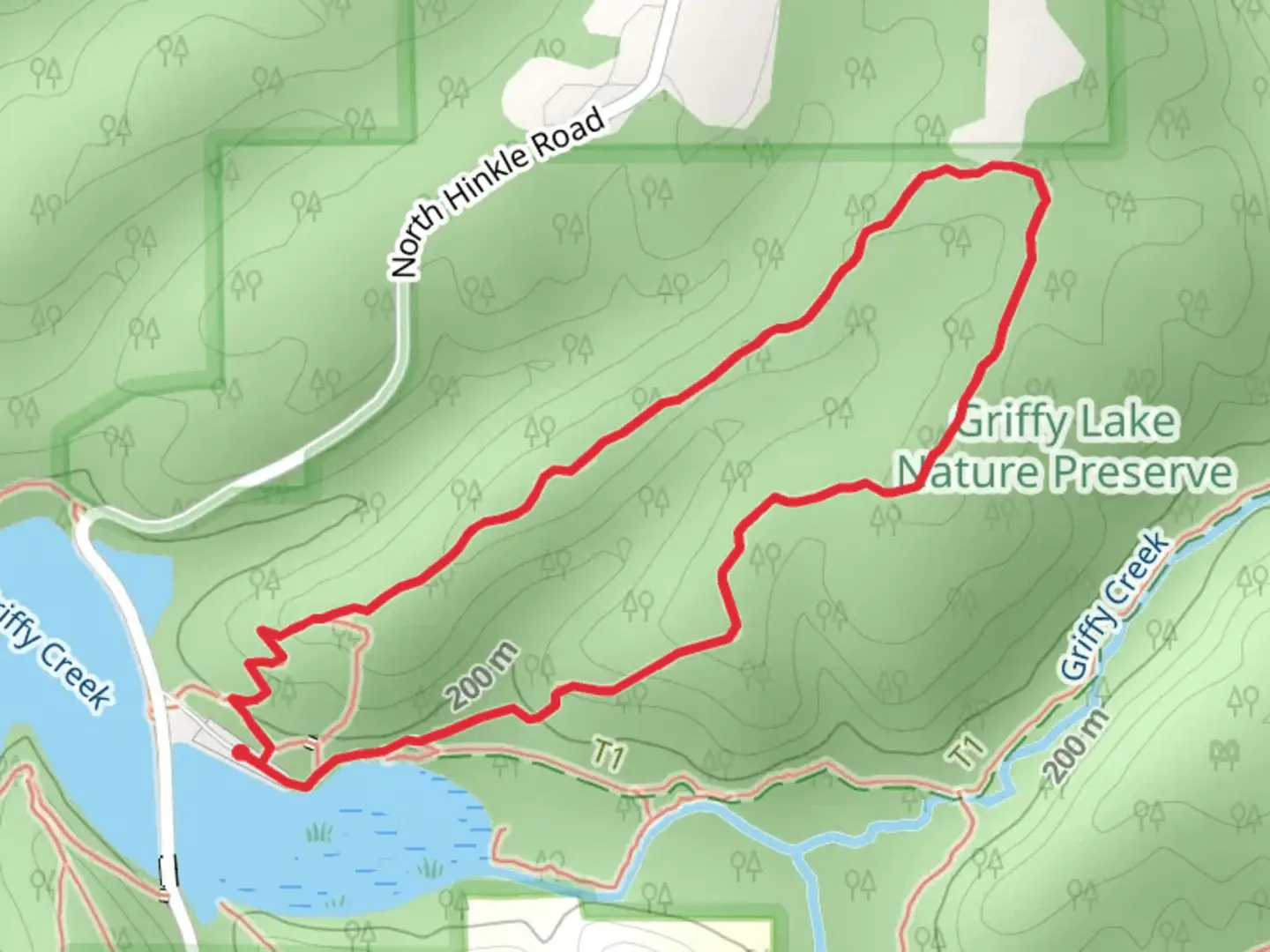 An image depicting the trail Griffy Reservoir - Hiking Loop Trail and its surrounding area.
