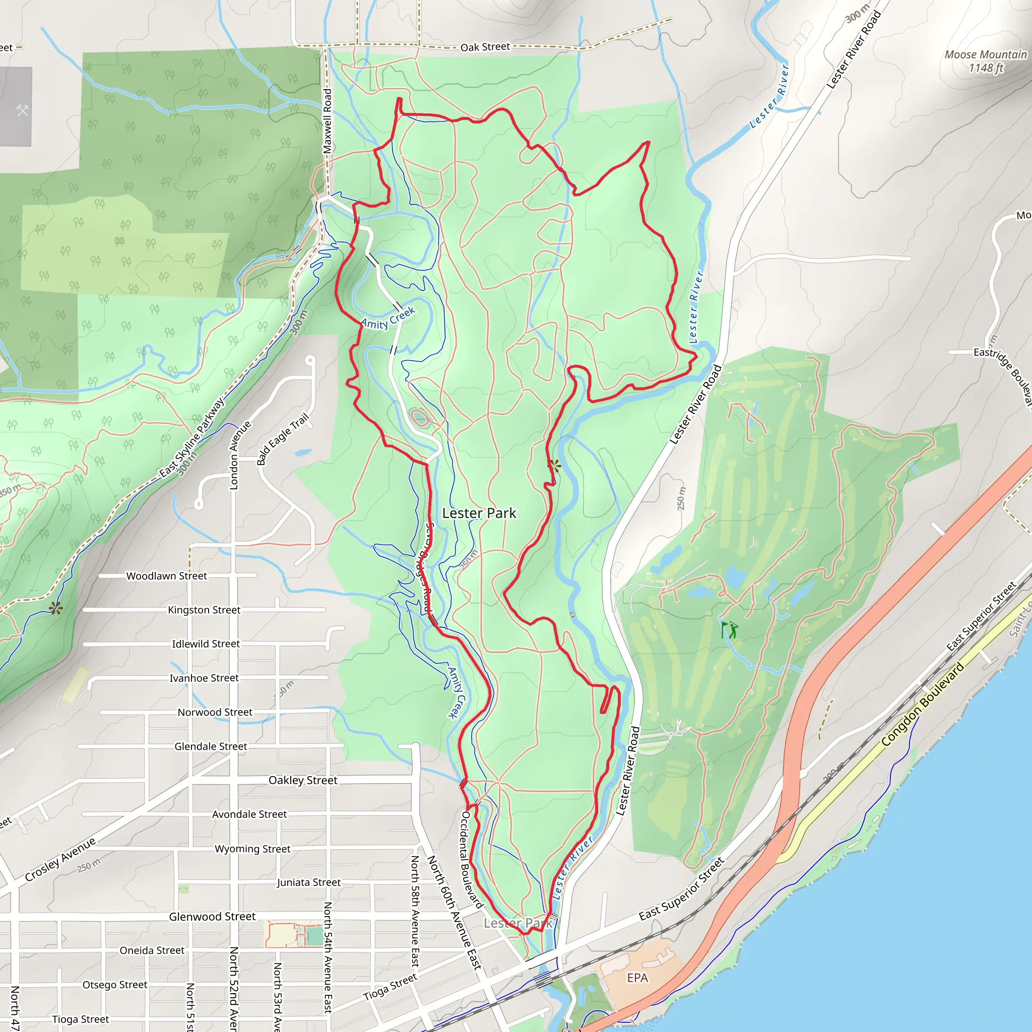 Amity West and Lester River Loop Trail mobile static map