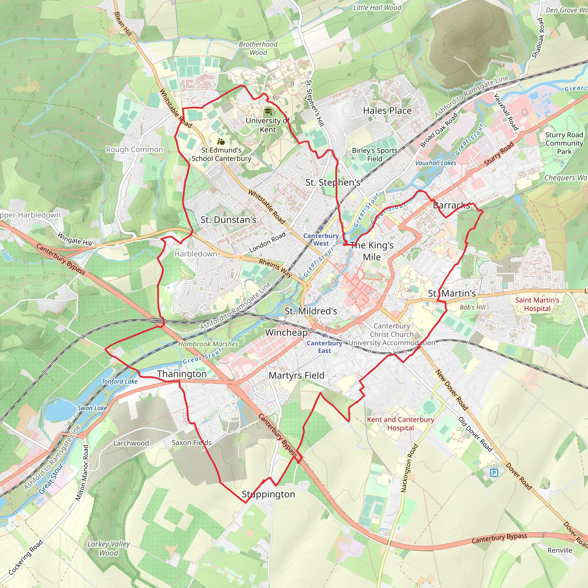 Canterbury Middle Ring Trail mobile static map