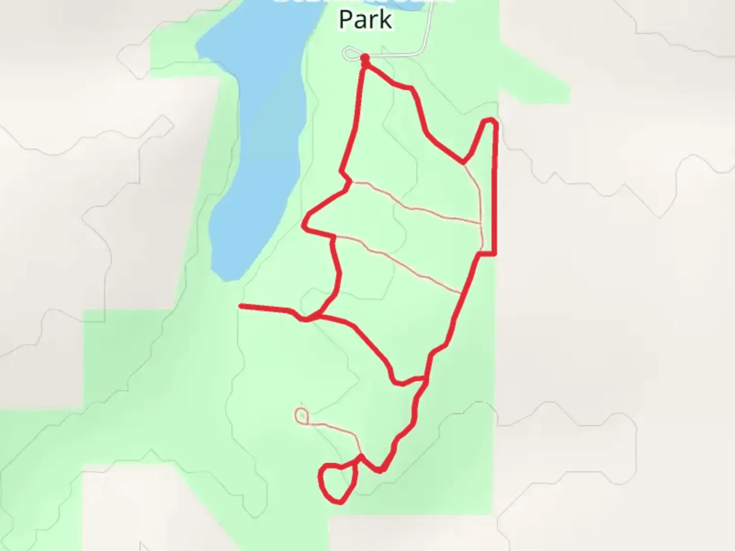 An image depicting the trail Bobwhite State Park Loop and its surrounding area.