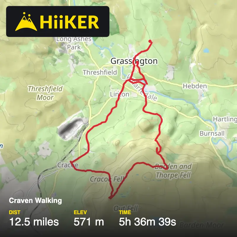 A map preview of the recording Craven Walking.
