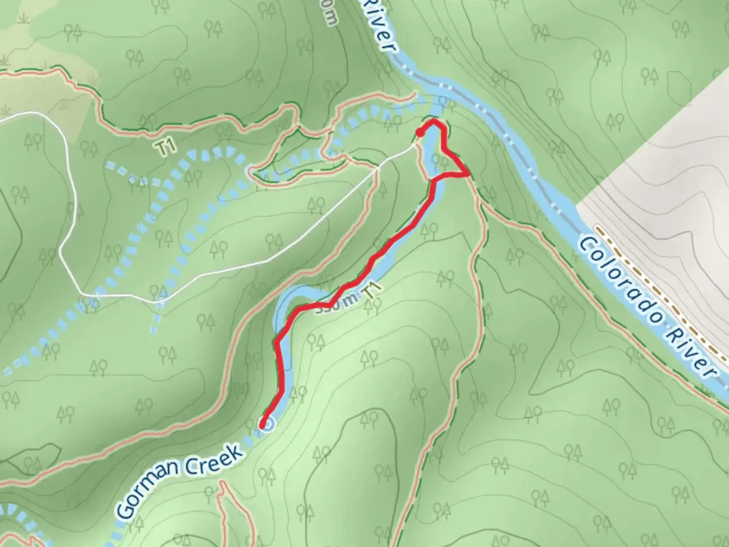 An image depicting the trail Gorman Creek and its surrounding area.