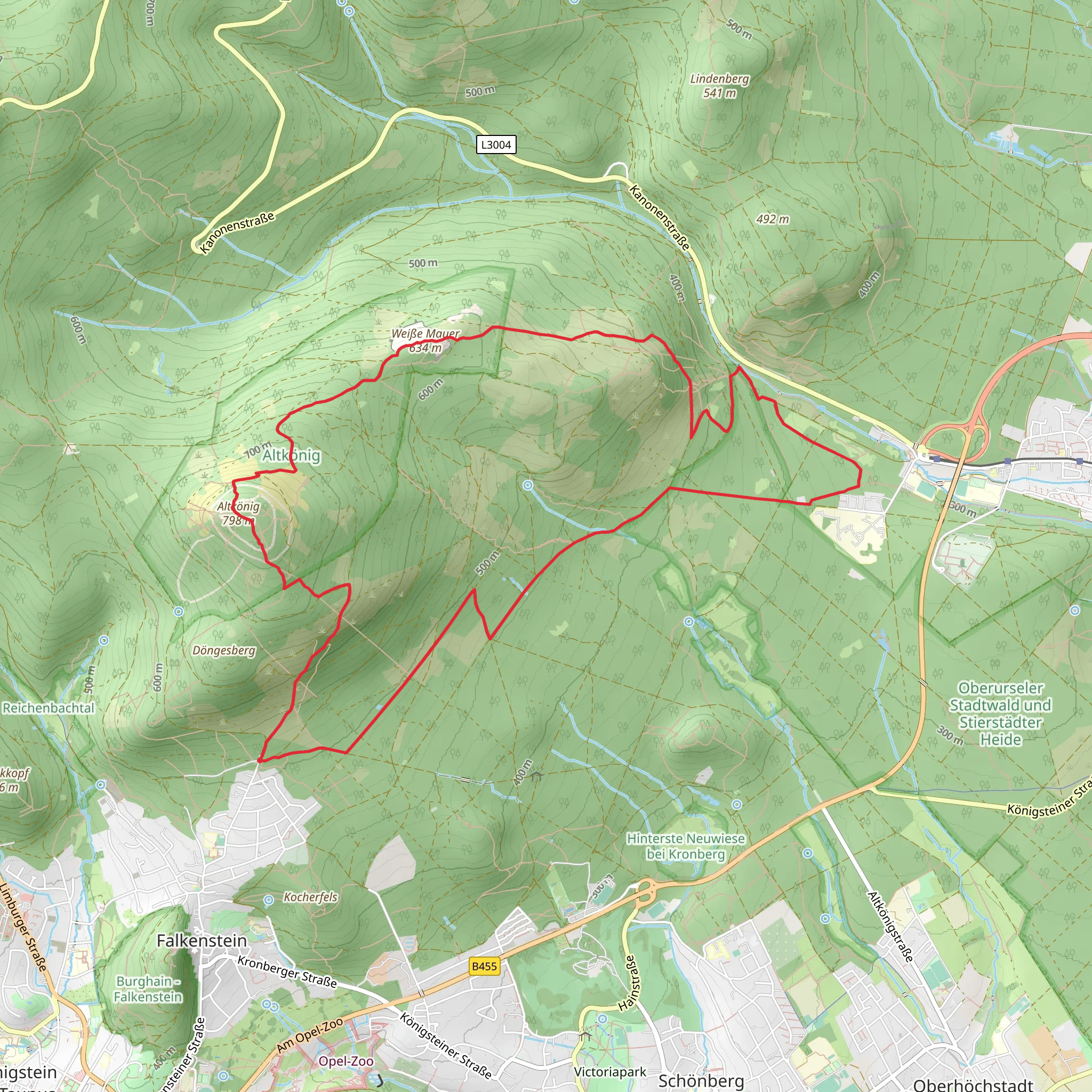 Altkönig and Weiße Mauer Loop mobile static map