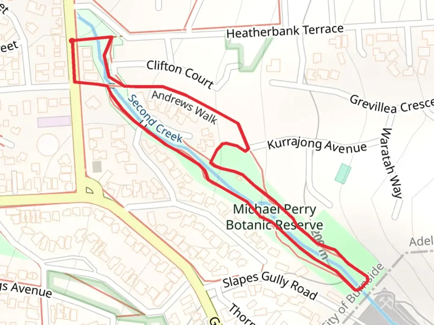 An image depicting the trail Michael Perry Botanic Reserve Walk and its surrounding area.