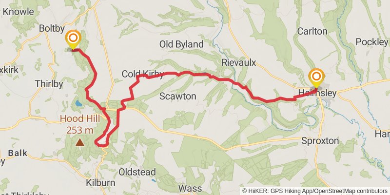 Ravenglass to Scarborough in North of England stage 13 Map