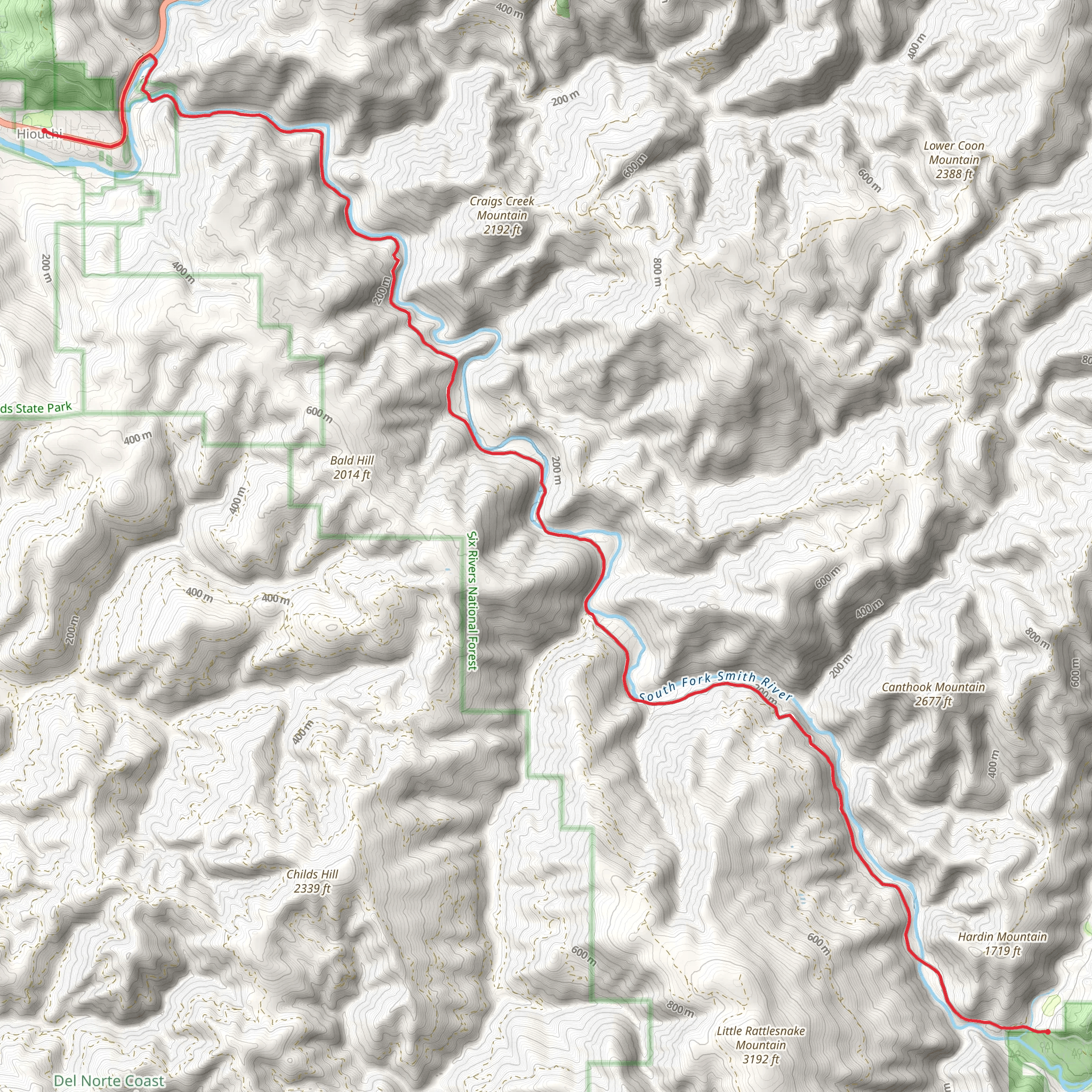 South Fork Smith River and Road mobile static map