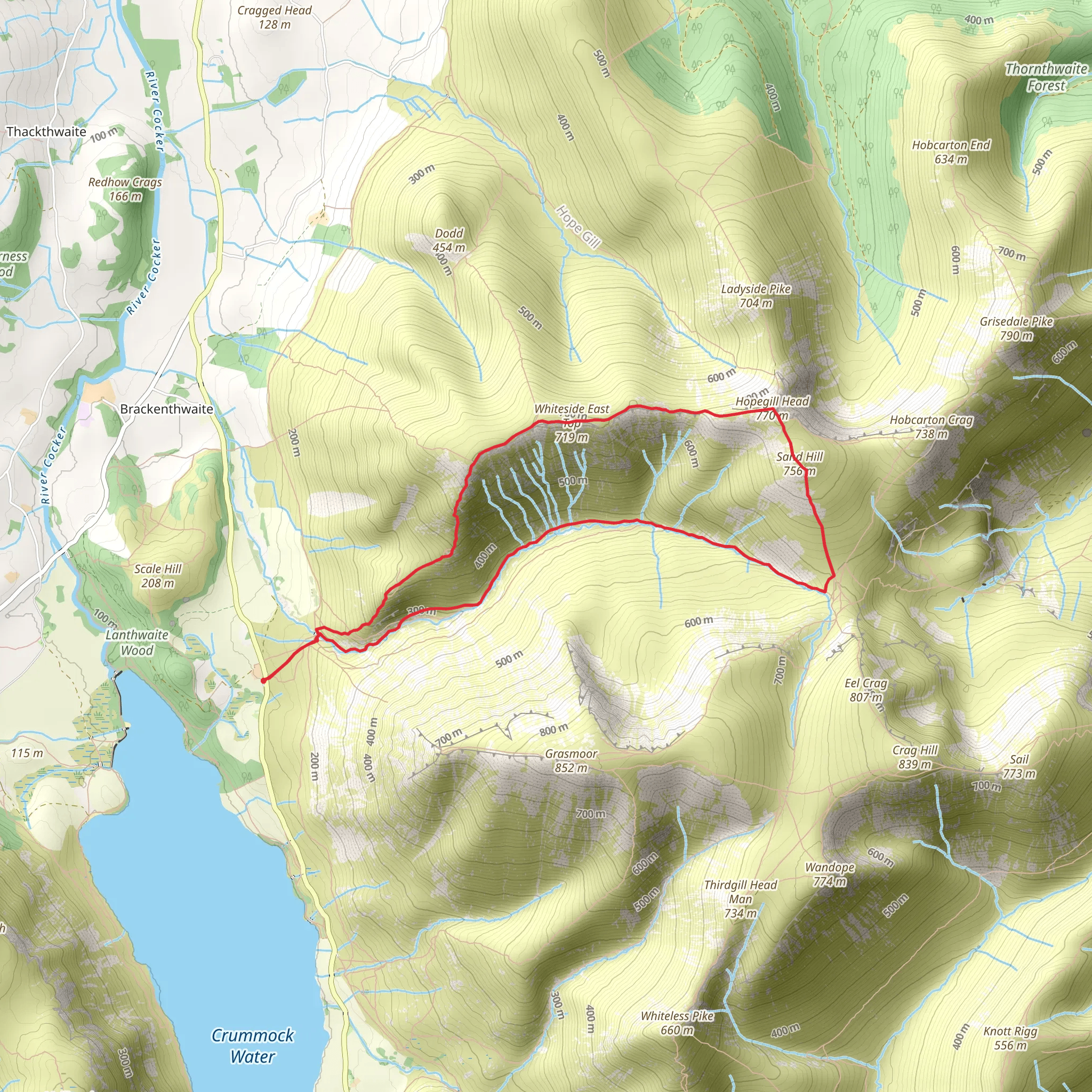 Whiteside and Hopegill Head Loop mobile static map