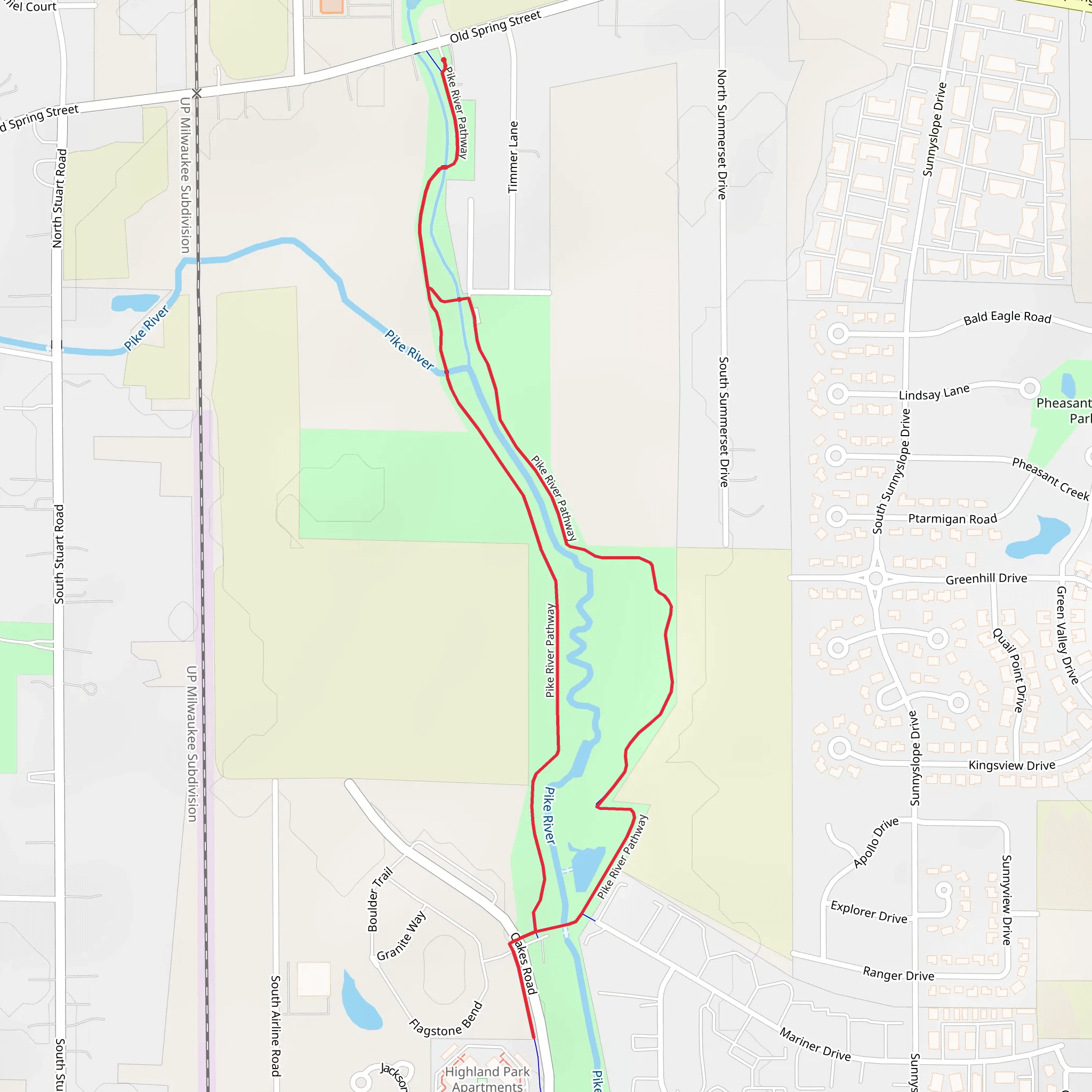 Pike River Pathway Loop mobile static map