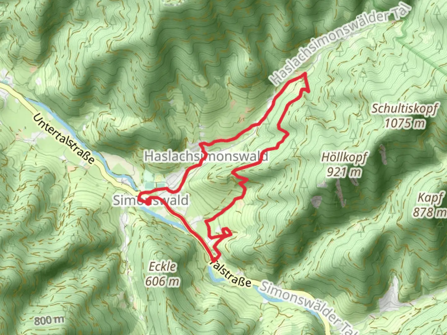 An image depicting the trail Hinterhaslach - Gummeneck and Neuenberg and its surrounding area.