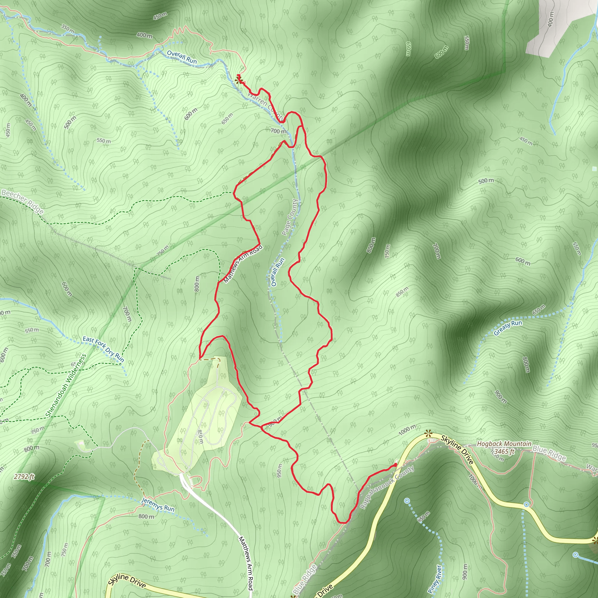 Overall Run Falls via Tuscarora - Overall Run Trail mobile static map