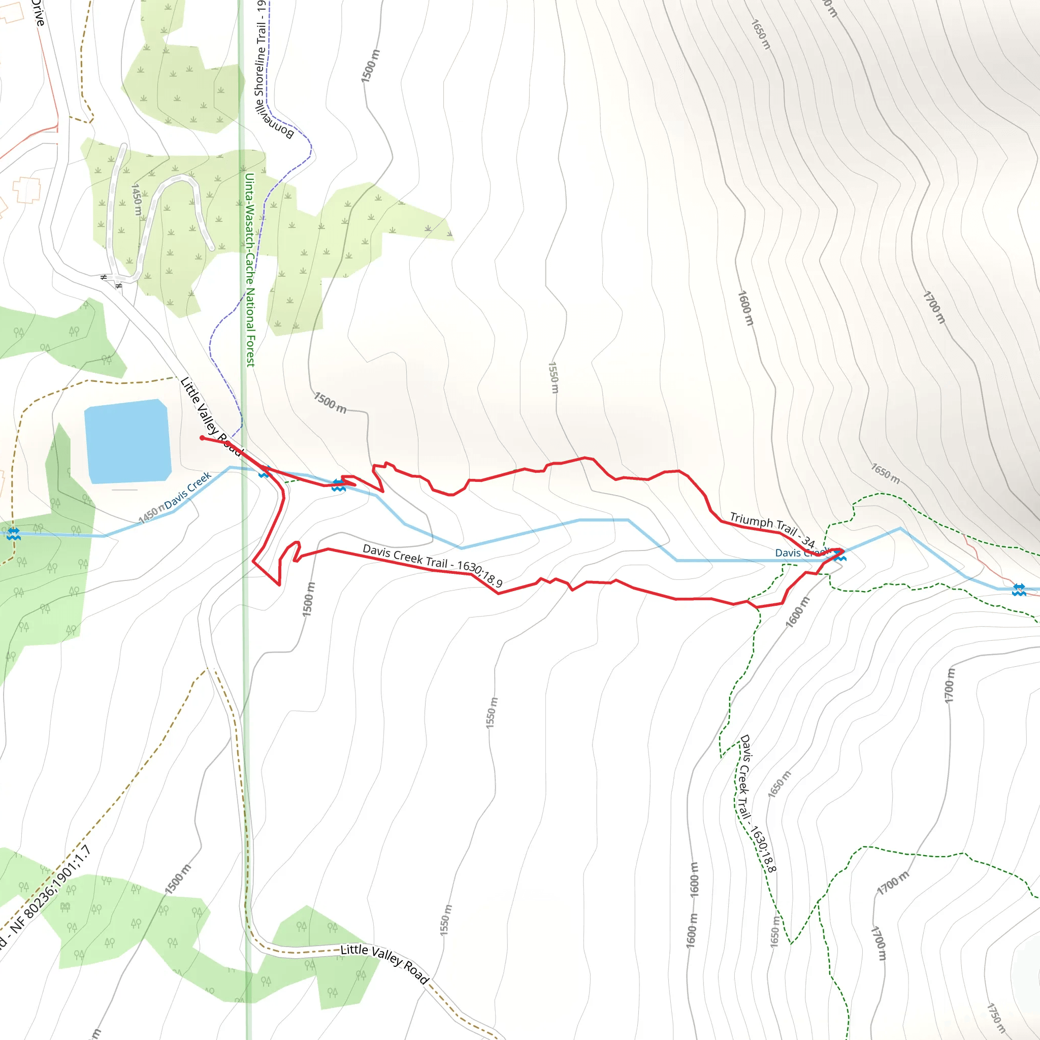 Triumph Trail and Davis Creek Trail mobile static map