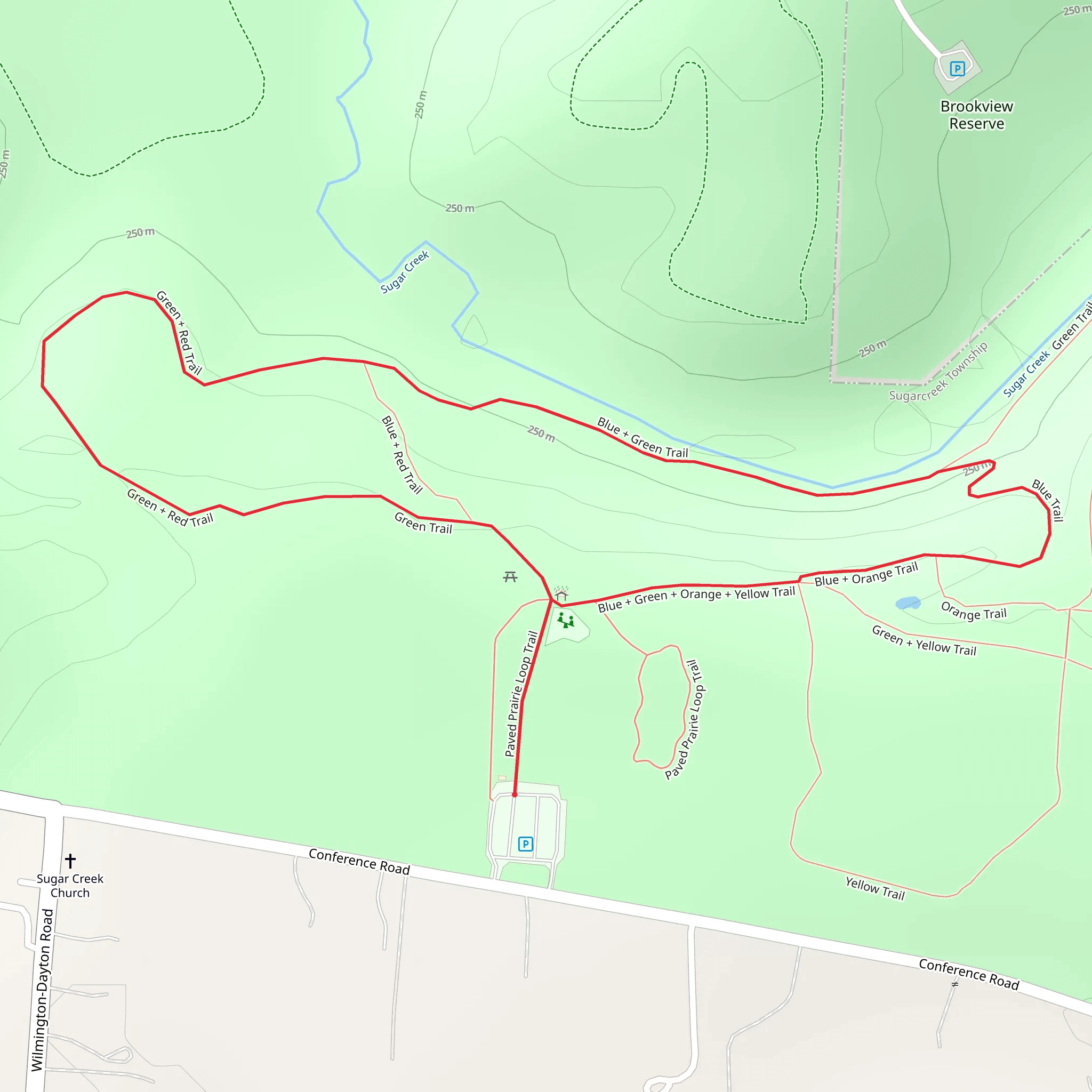 Sugarcreek MetroPark Green Loop Trail mobile static map