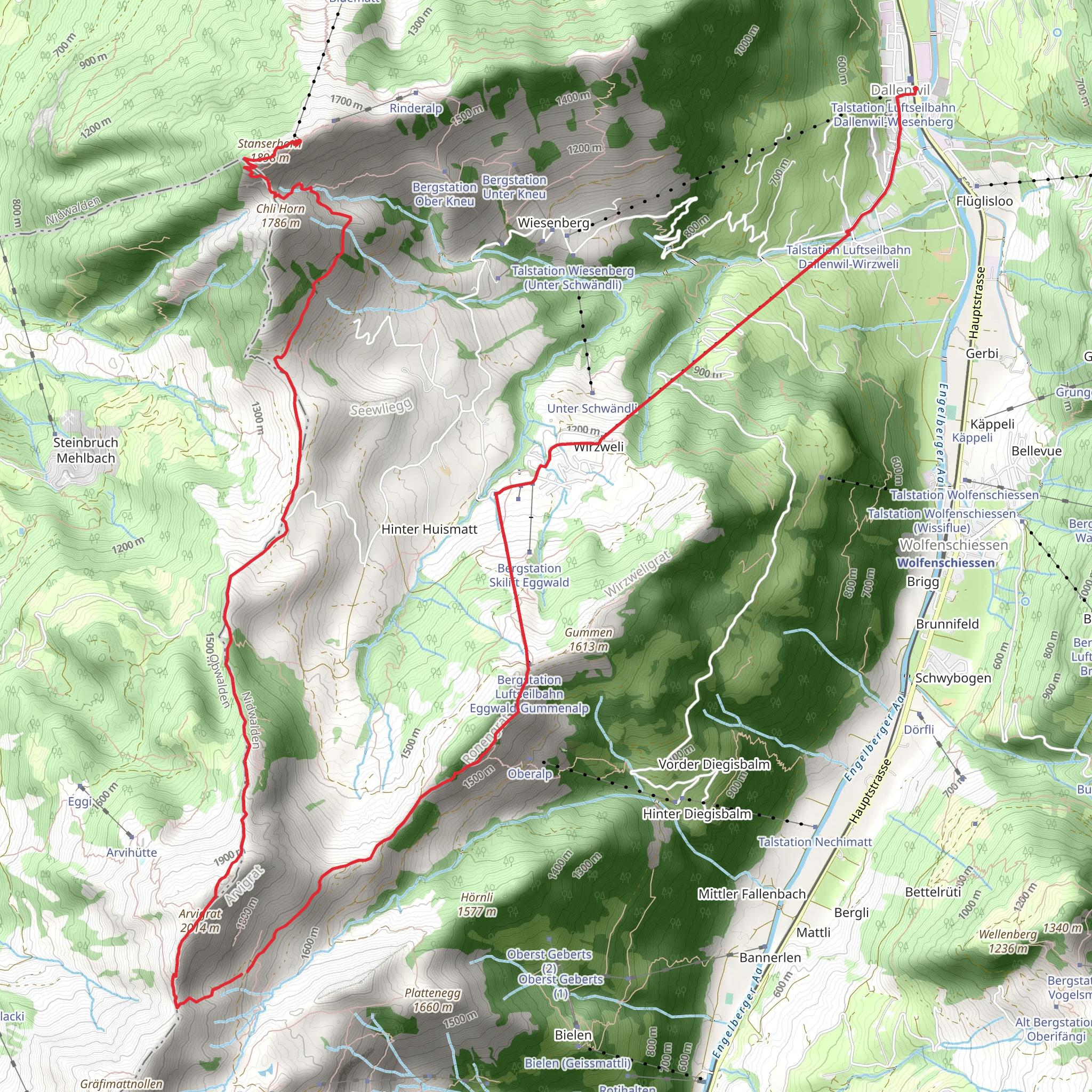 Stanserhorn to Dallenwil mobile static map