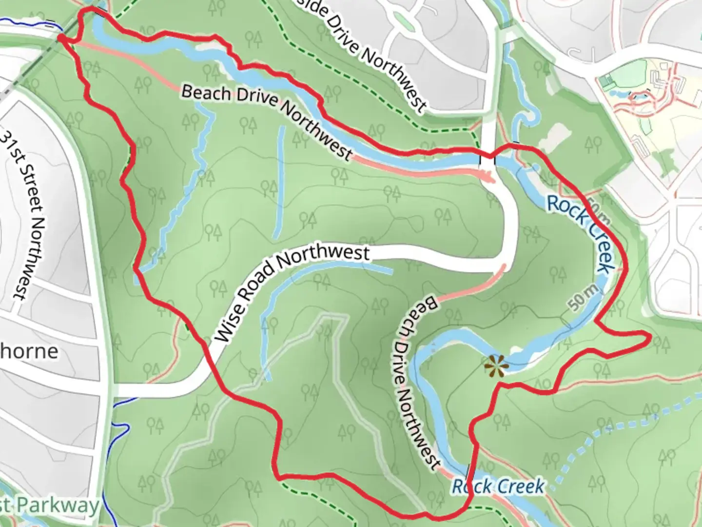 An image depicting the trail Muddy, Valley and Western Ridge Loop Trail and its surrounding area.