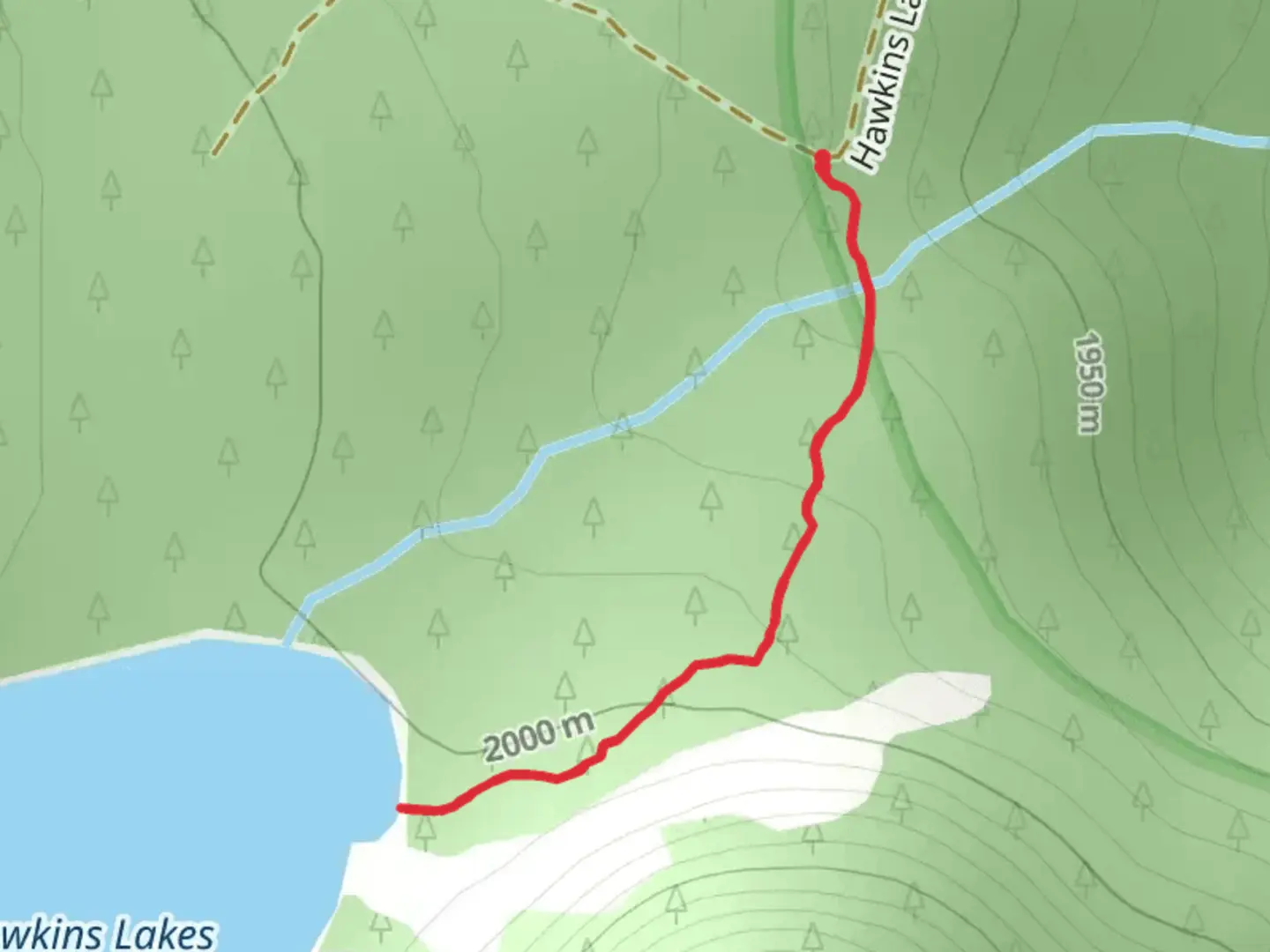 An image depicting the trail Lower Hawkins Lake Trail and its surrounding area.