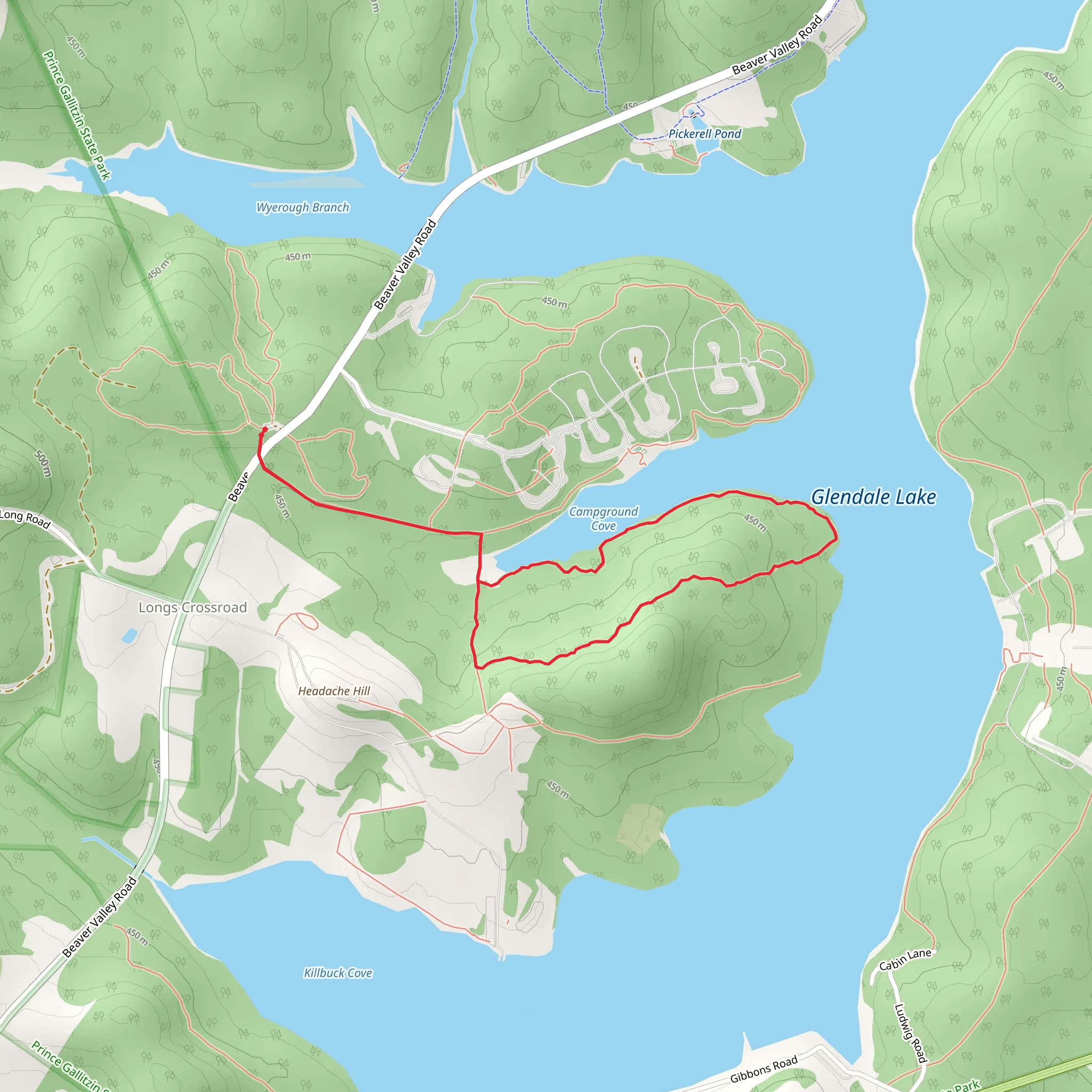 Glendale Lake Loop mobile static map
