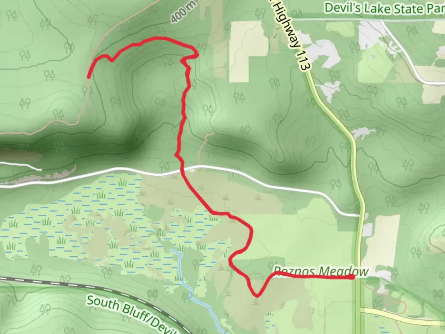 An image depicting the trail Roznos Meadow Trail and its surrounding area.