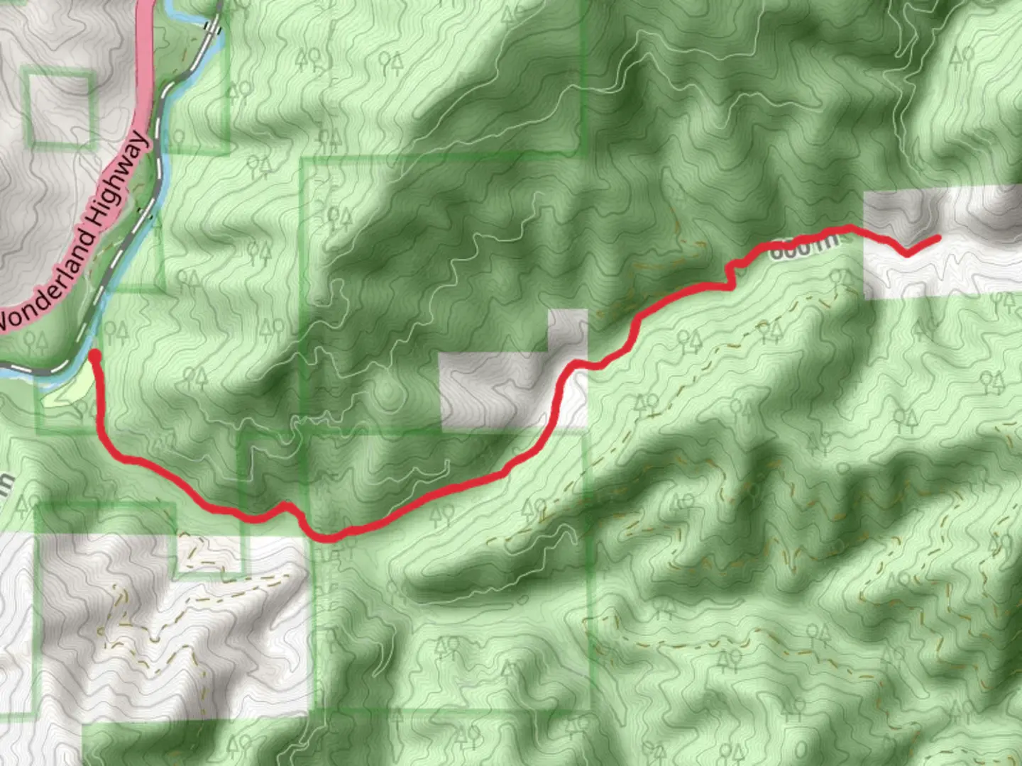 An image depicting the trail Hazel Creek Out and Back and its surrounding area.