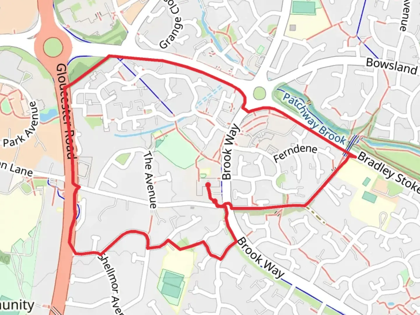 An image depicting the trail Bradley Stoke Short Loop and its surrounding area.