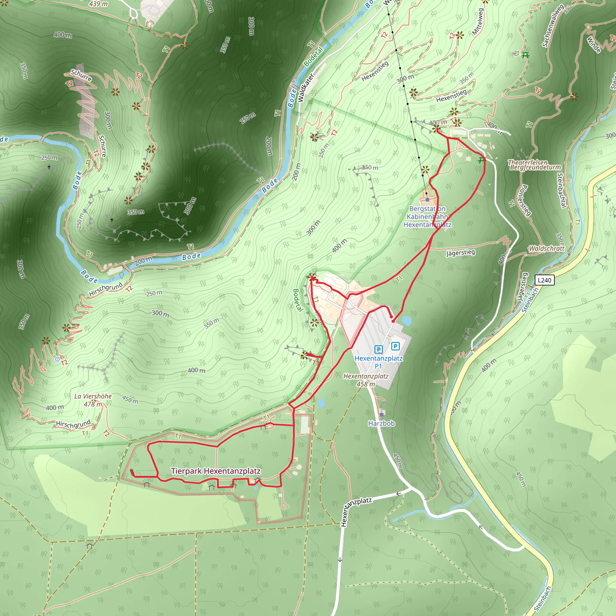 Hexentanzplatz and Tierpark Hexentanzplatz via Harzklub Weg mobile static map