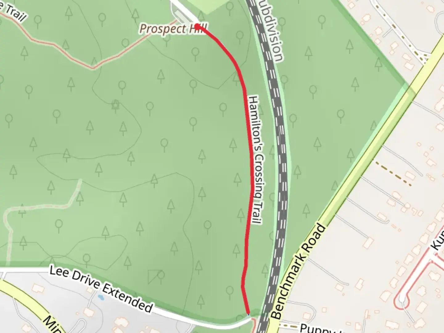 An image depicting the trail Prospect Hill and its surrounding area.