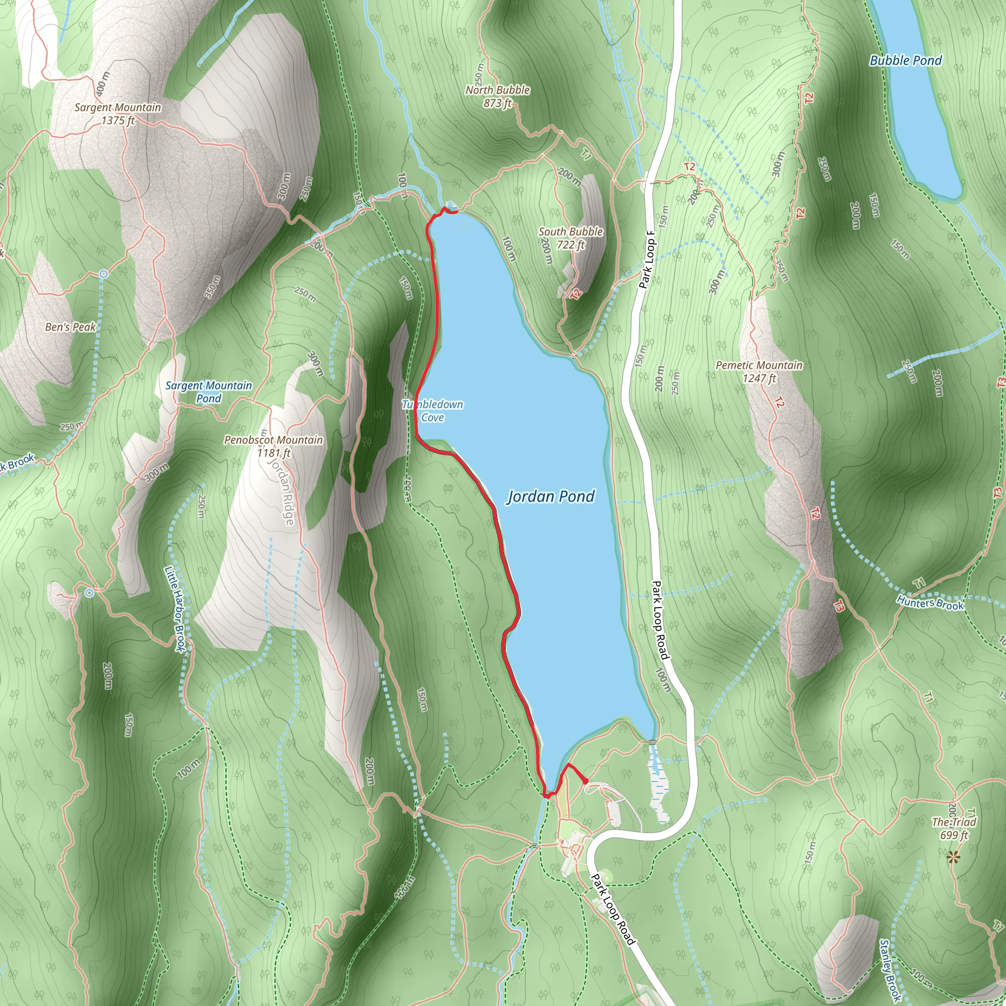 Jordan Pond Path mobile static map