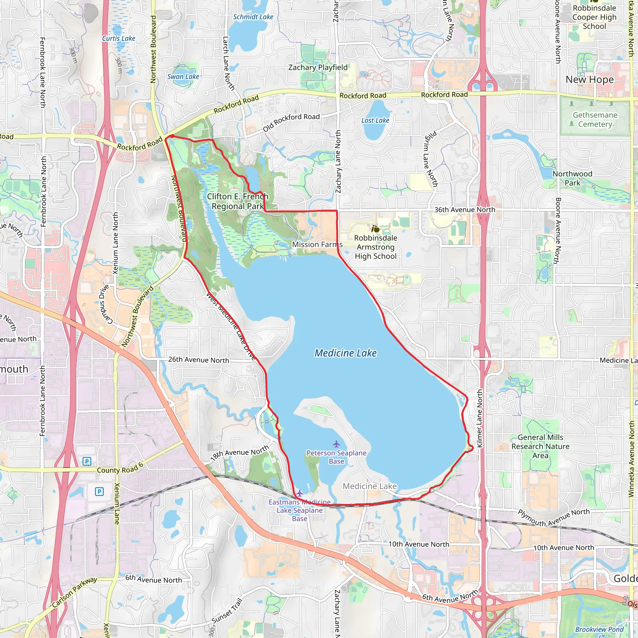 Medicine Lake Regional Trail Loop mobile static map