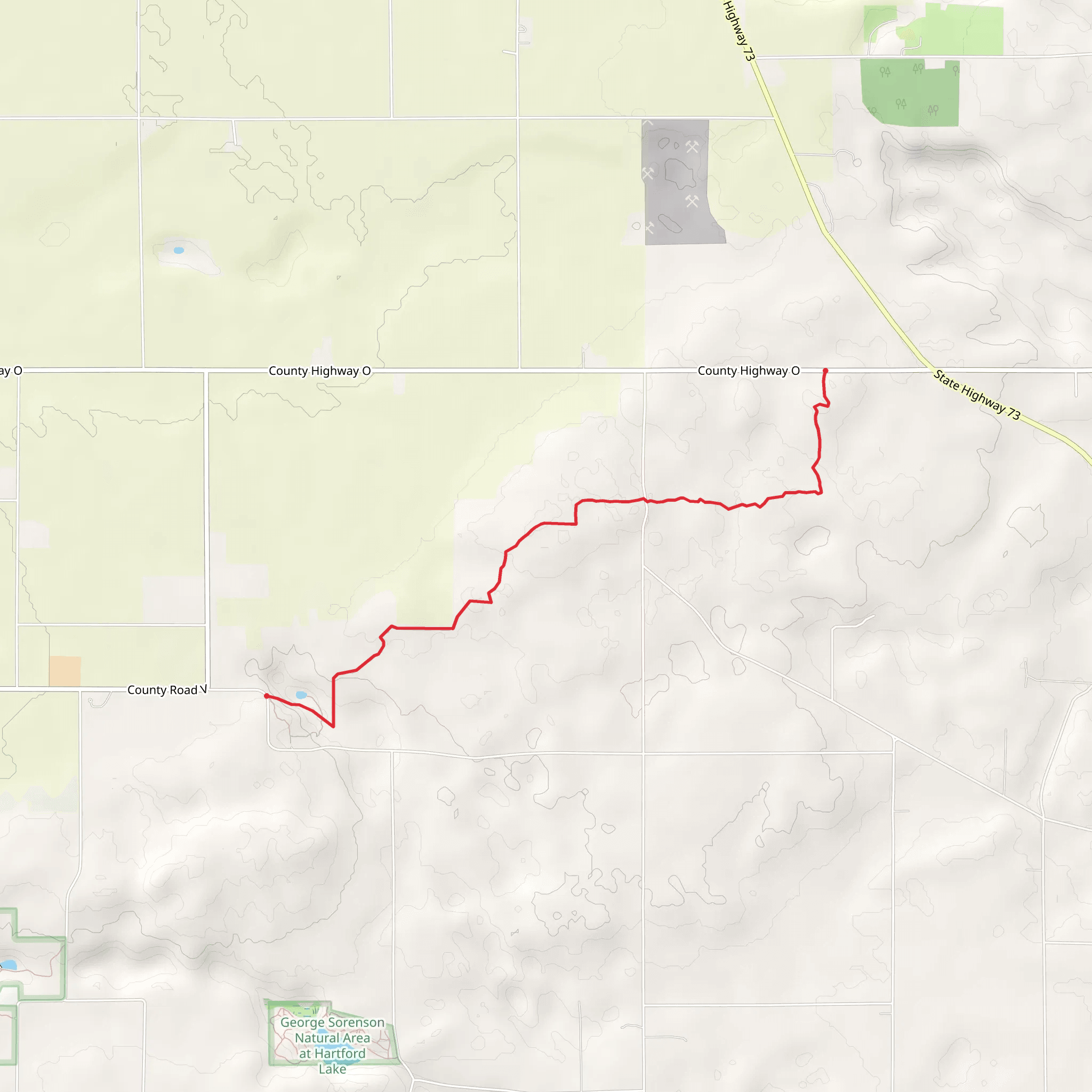 Ice Age Trail from County Highway O mobile static map