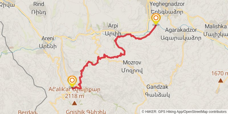 Transcaucasian Trail - Armenia stage 29 Map