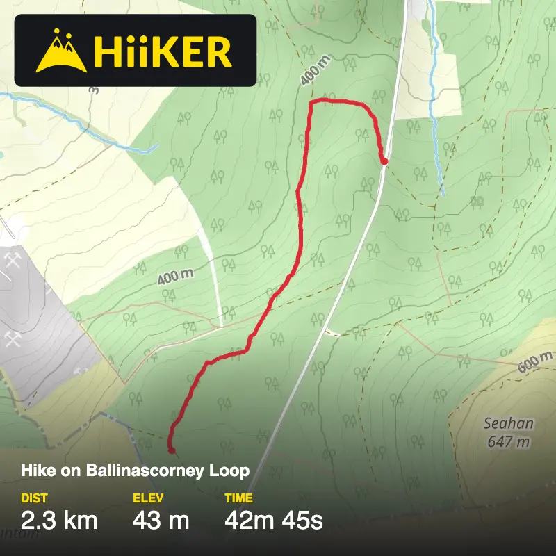 A map preview of the recording Hike on Ballinascorney Loop.