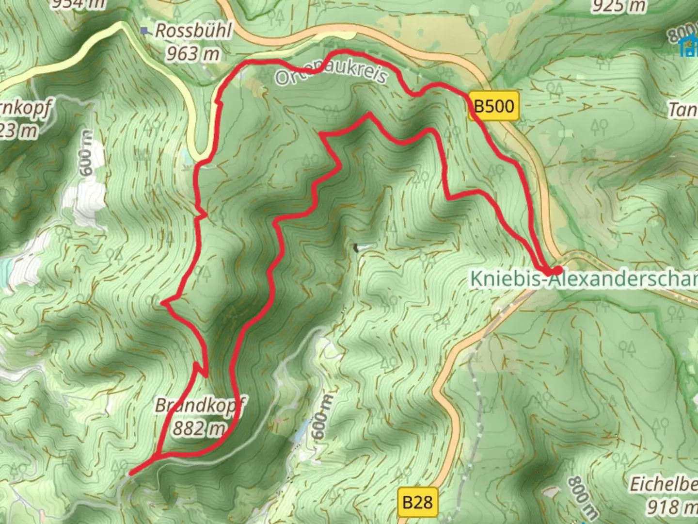 An image depicting the trail Buchkopfturm Loop via Renchtalsteig and its surrounding area.
