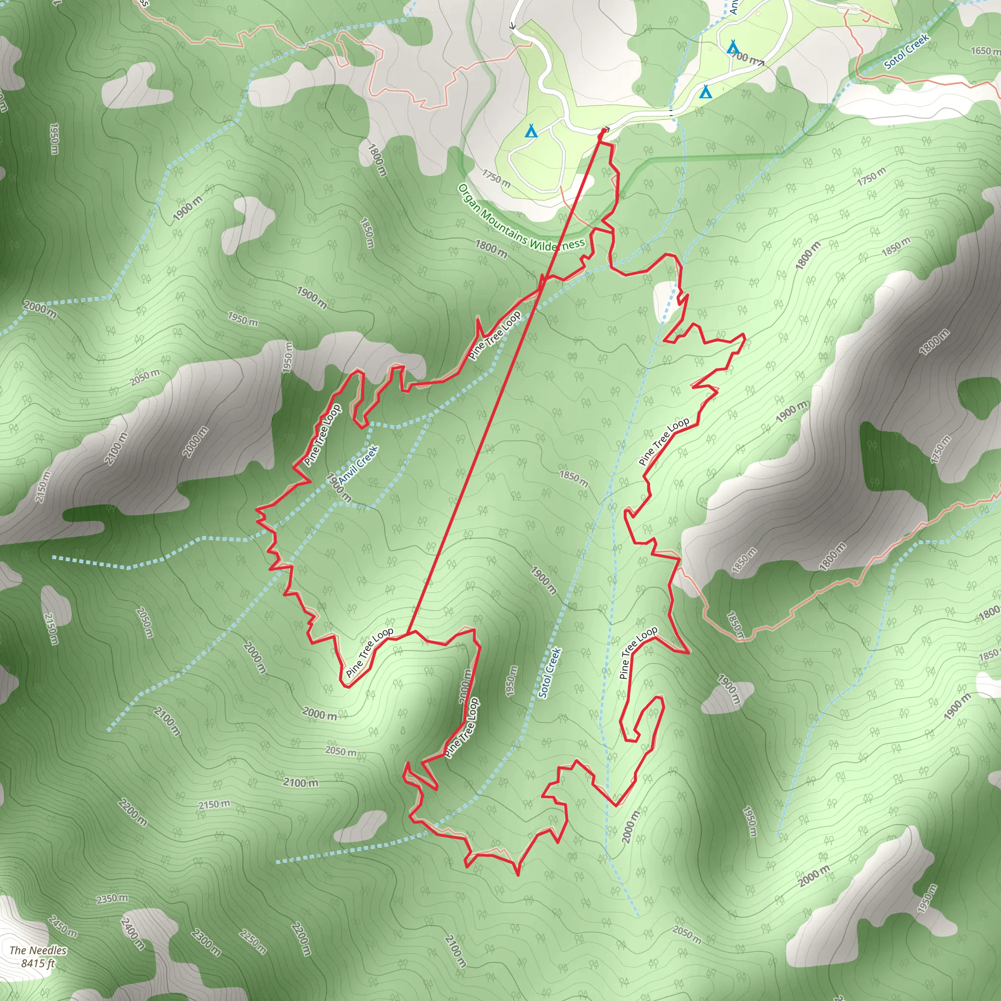Anvil Creek and Sotol Creek Loop mobile static map