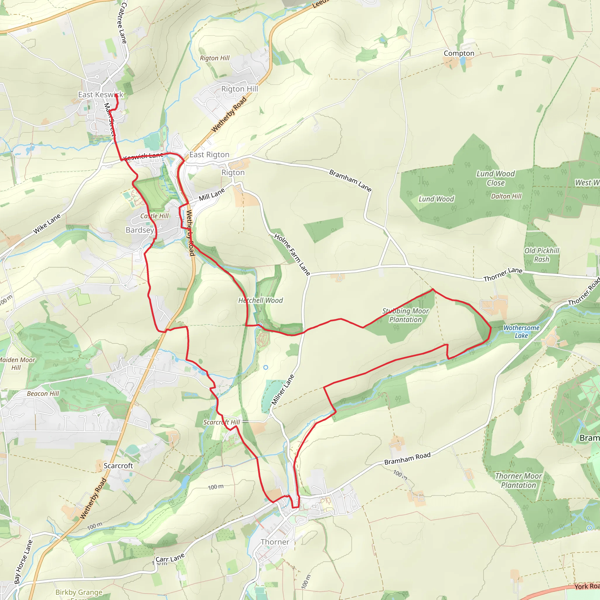 East Keswick to Thorner Loop mobile static map
