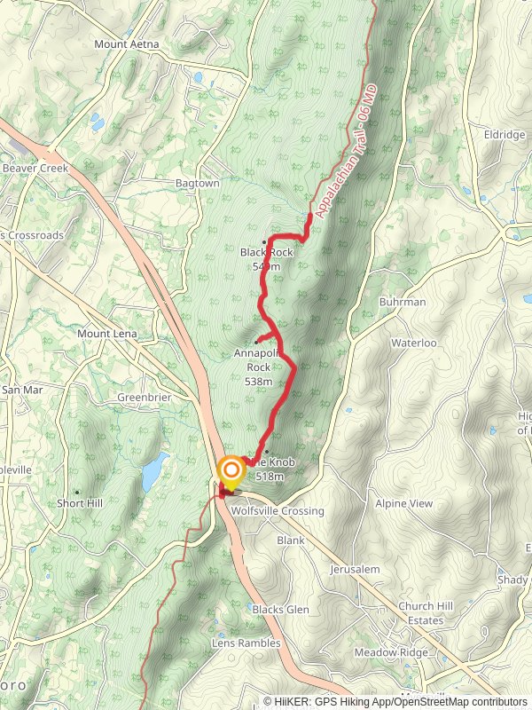 Black Rock and Annapolis Rock via Appalachian Trail mobile static map