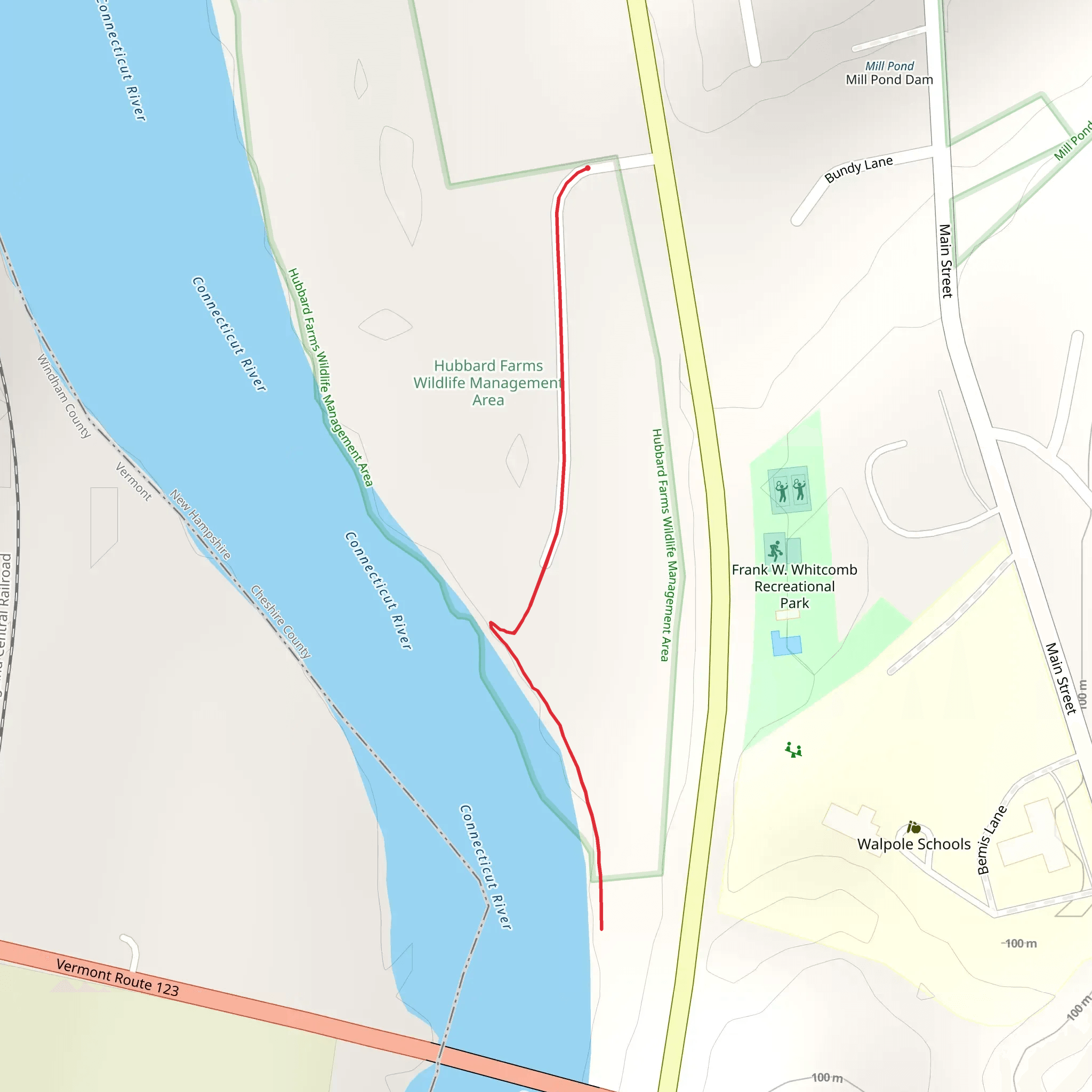 Hubbard Farm to Connecticut River Trail mobile static map