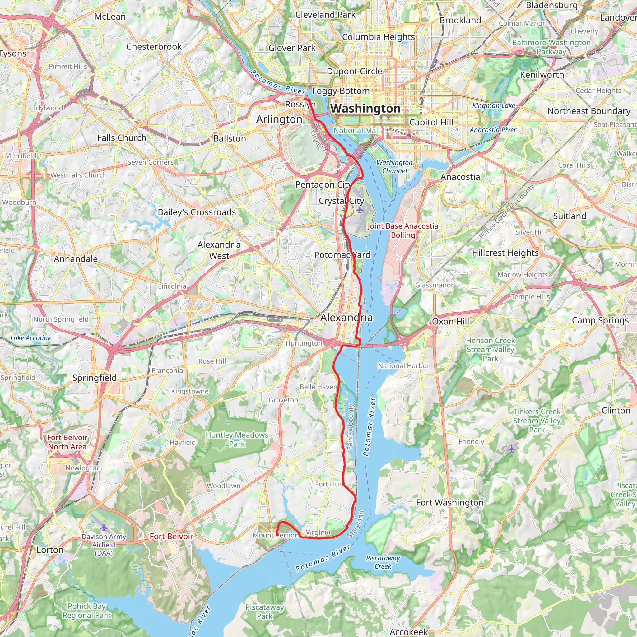 Mount Vernon Trail mobile static map