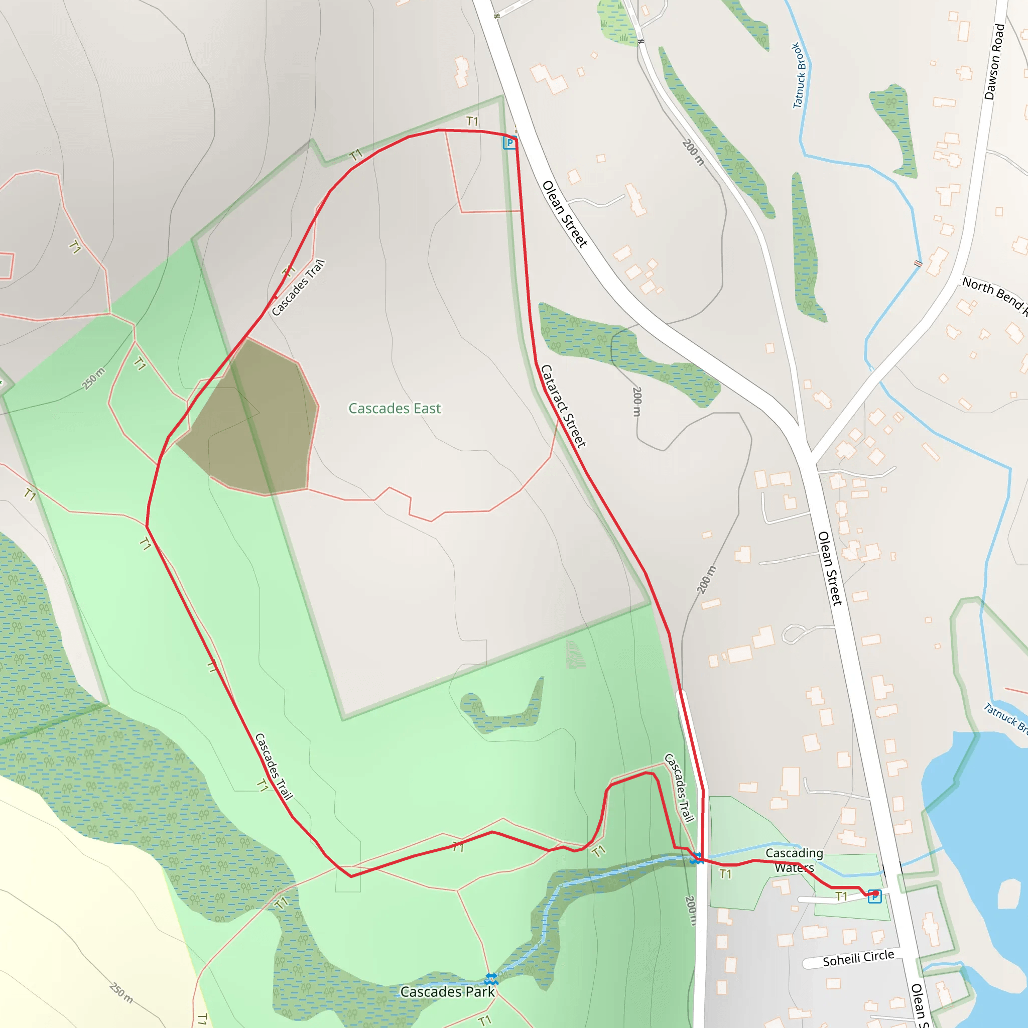 Cataract Street and Cascades Trail Loop mobile static map