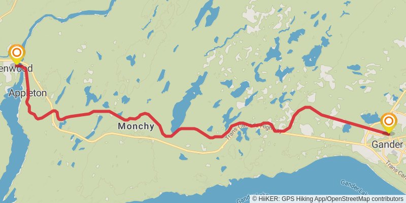 Newfoundland T'railway Trail stage 19 Map