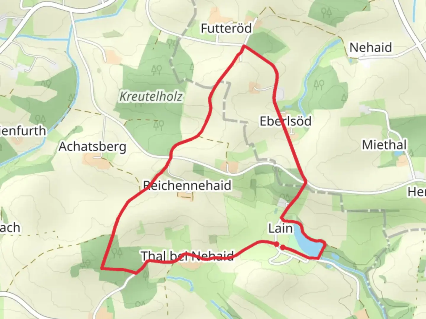 An image depicting the trail Erlensee Loop and its surrounding area.