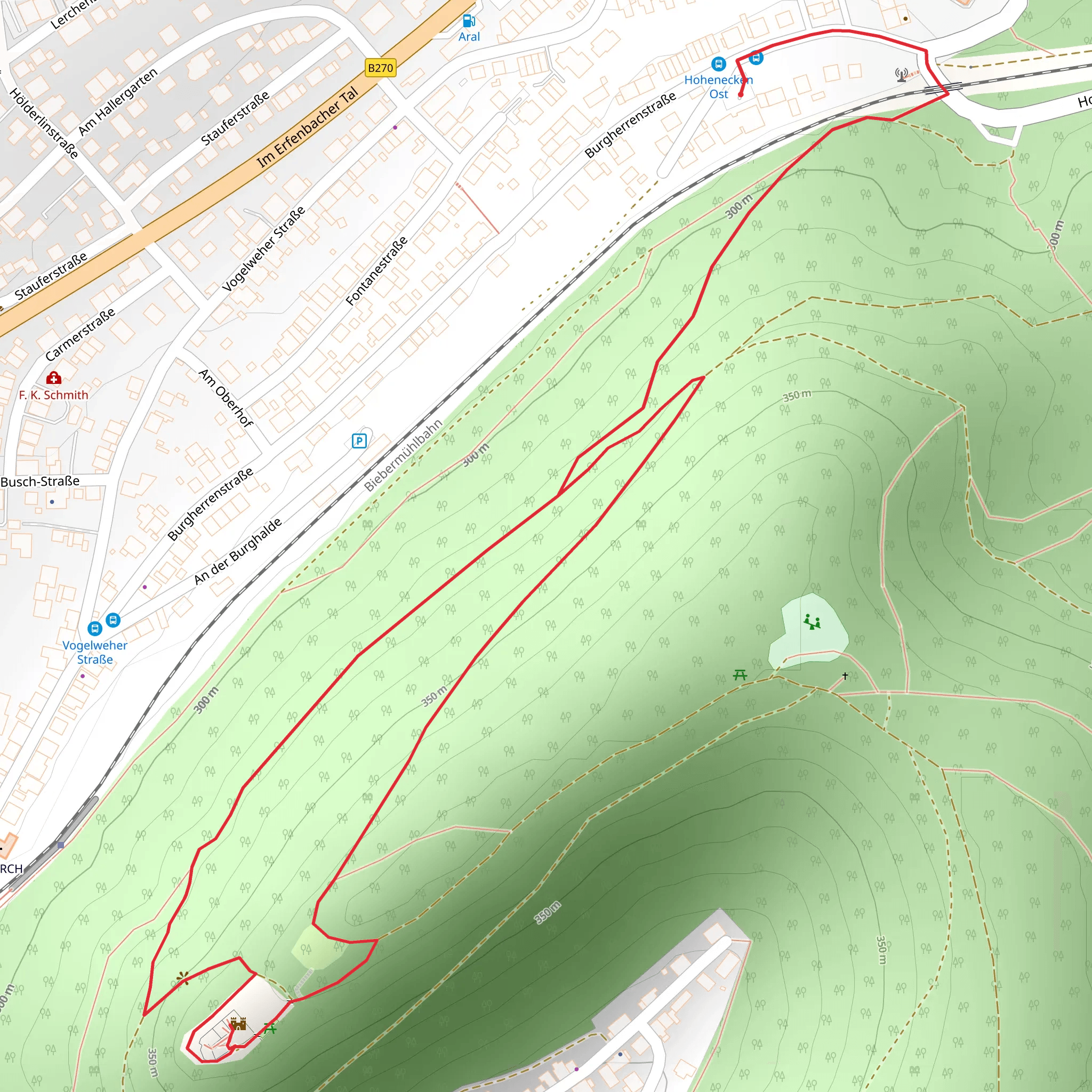 Hohenecken Castle Loop via Wanderweg Hohenecken 1 mobile static map