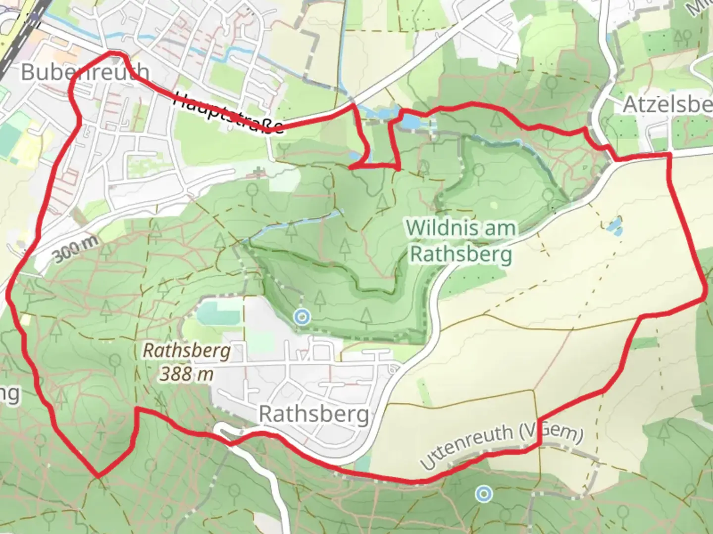 An image depicting the trail Hochwasserweg and its surrounding area.