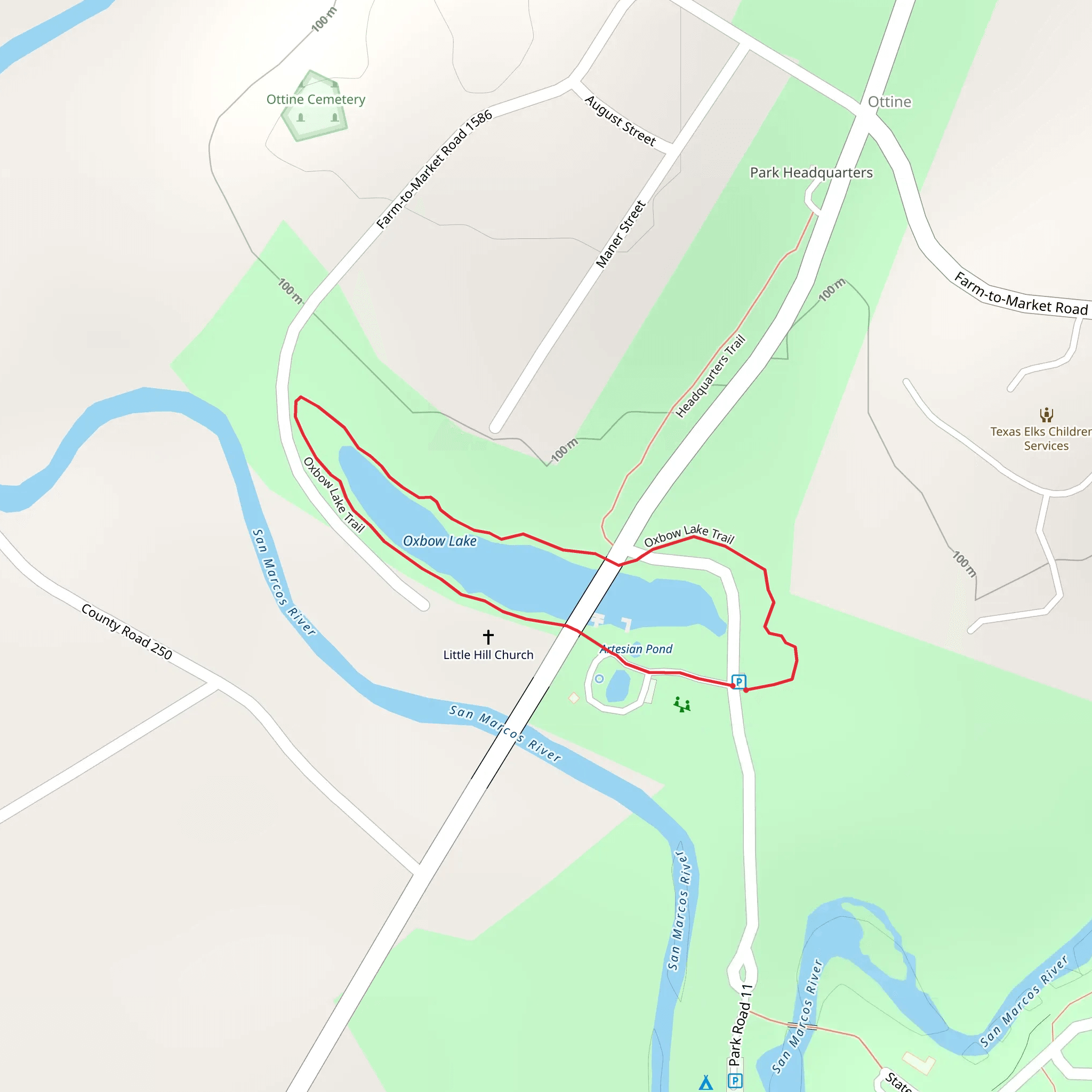 Oxbow Lake Loop Trail mobile static map